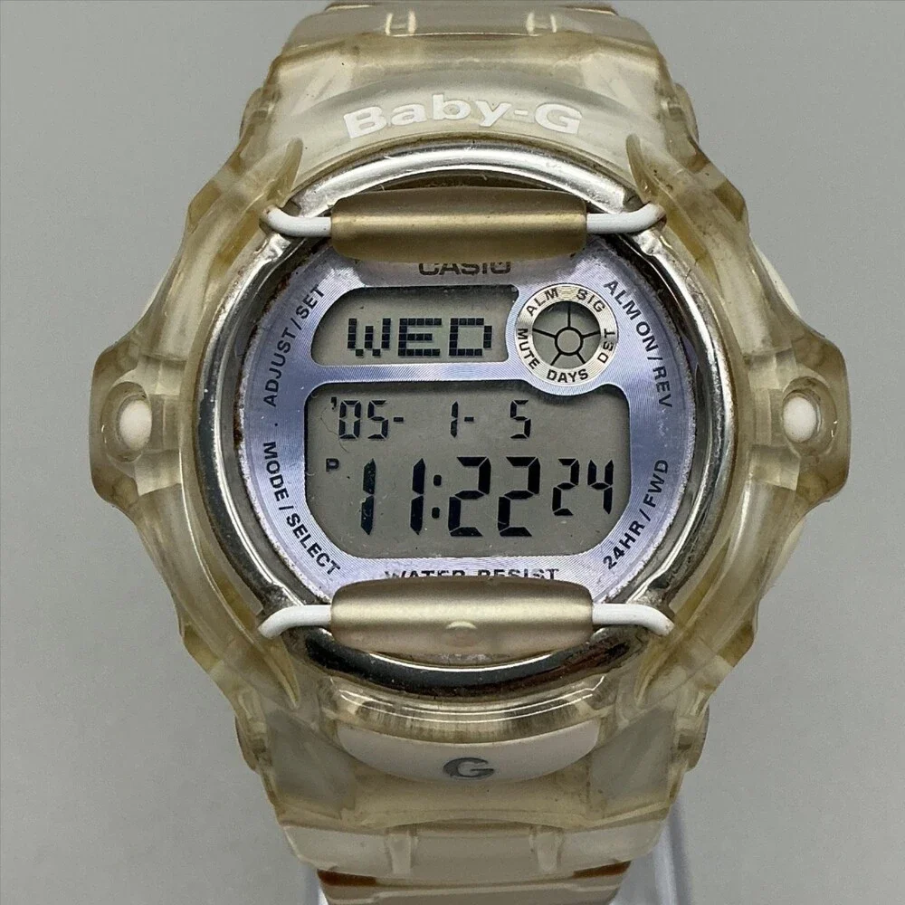 Casio Baby-G BG-169R Women Watch 43mm Gray Digital Clear Resin Alarm New Battery